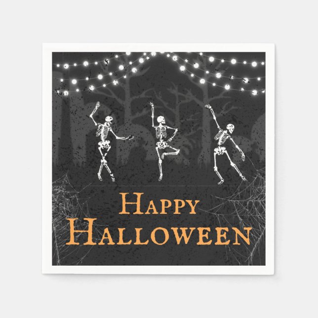 Spooky Skeletons Graveyard Halloween Party Napkins (Front)