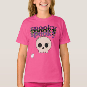 Spooky Skull And Ghost Happy Halloween T-Shirt