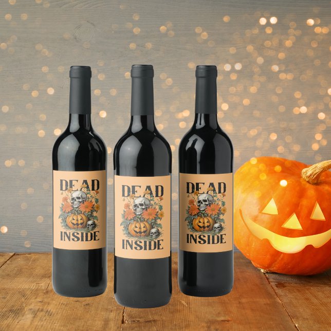 Spooky Skull and Pumpkin Halloween Wine Label (Creator Uploaded)