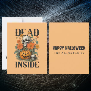 Spooky Skull and Pumpkin Personalized Halloween Note Card