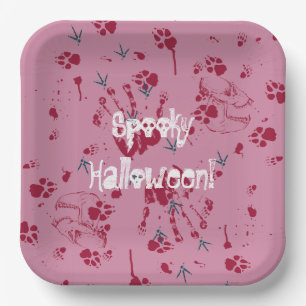 Spooky Skull Blood Traces Halloween Paper Plates
