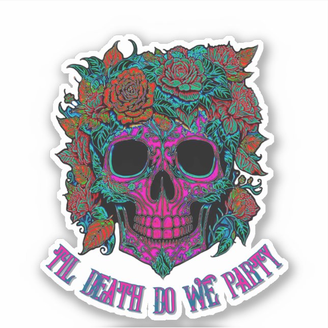 Spooky Skull Day of the Dead halloween bones Sticker (Front)