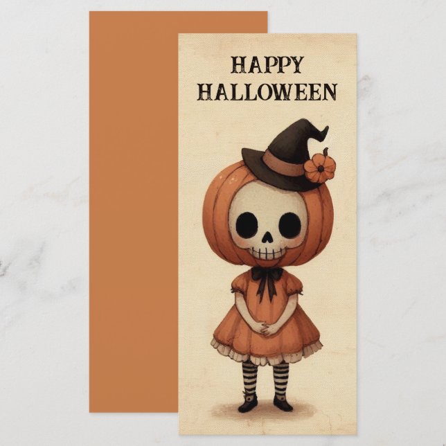 Spooky Skull Girl Trick or Treater Halloween (Front/Back)