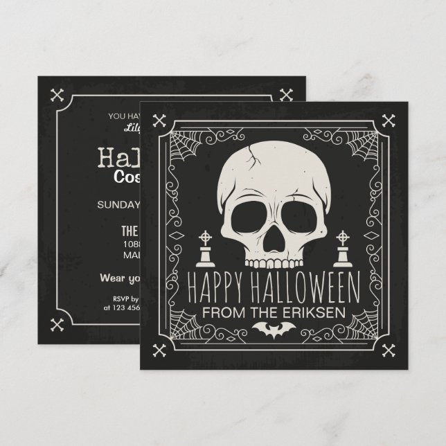 Spooky Skull Halloween Costume Party | Invitation (Front/Back)
