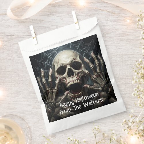 Spooky Skull Halloween Gothic Spiderweb Favor Bag