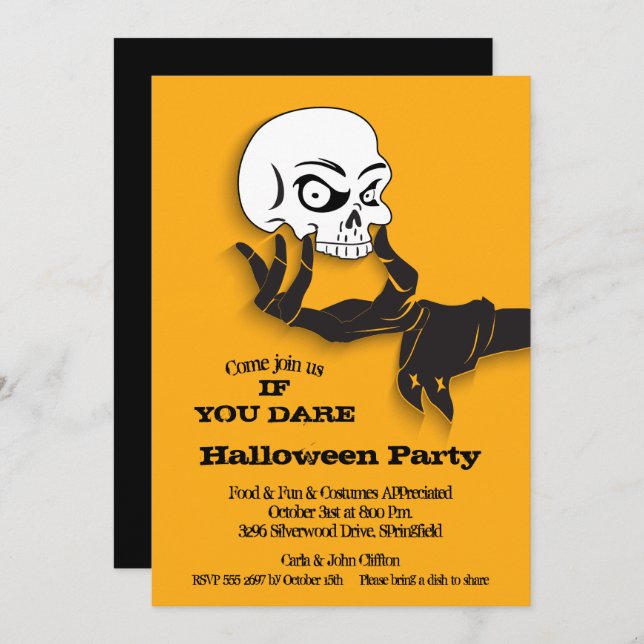 Spooky Skull Halloween Invitation (Front/Back)