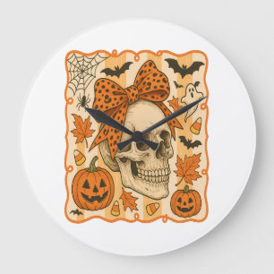 Spooky Skull Halloween Large Clock