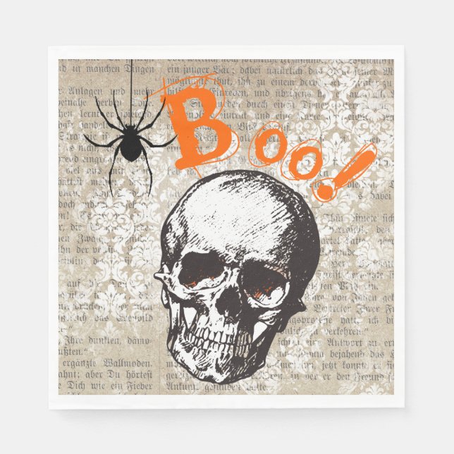 Spooky Skull Halloween Napkins (Front)