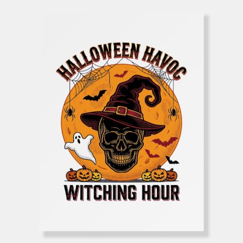 Spooky Skull Moon Vintage Halloween Witch Hat Desi Foam Board