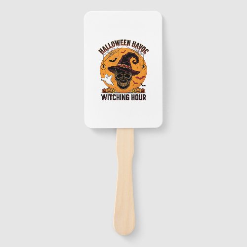 Spooky Skull Moon Vintage Halloween Witch Hat Desi Hand Fan