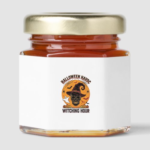 Spooky Skull Moon Vintage Halloween Witch Hat Desi Honey Jar Favors