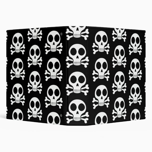 spooky skull on a black background 3 ring binder (Background)