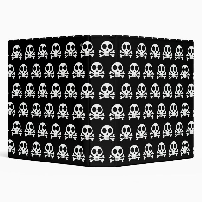 spooky skull on a black background 3 ring binder (Background)