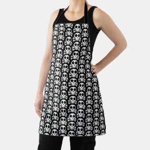 spooky skull on a black background apron