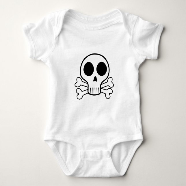spooky skull on a black background baby bodysuit (Front)