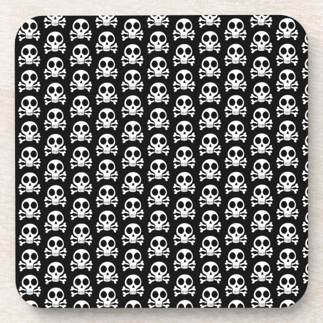spooky skull on a black background beverage coaster (Front)