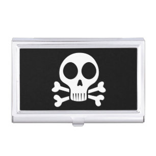 spooky skull on a black background business card case