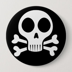 spooky skull on a black background button