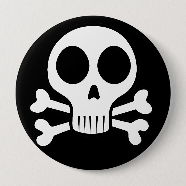spooky skull on a black background button (Front)
