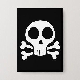 spooky skull on a black background button