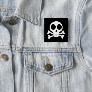 spooky skull on a black background button