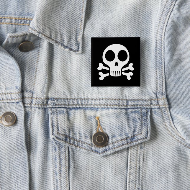 spooky skull on a black background button (In Situ)
