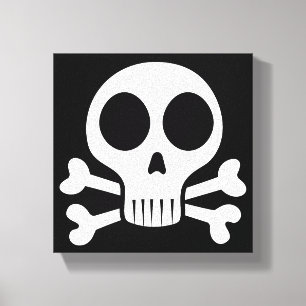 spooky skull on a black background canvas print