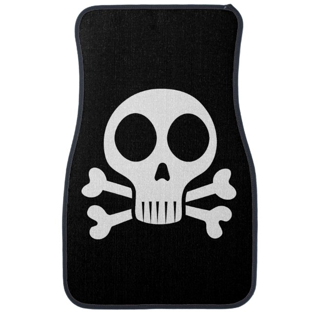 spooky skull on a black background car floor mat (Front)