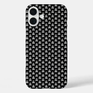 spooky skull on a black background iPhone 16 plus case