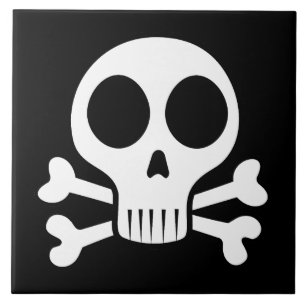 spooky skull on a black background ceramic tile