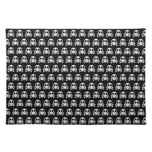 spooky skull on a black background cloth placemat
