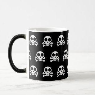 spooky skull on a black background color morph mug