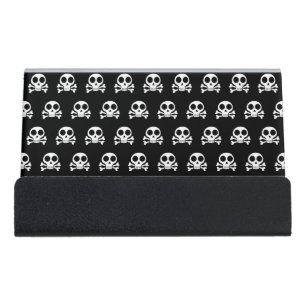 spooky skull on a black background desk business card holder