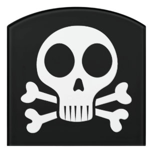 spooky skull on a black background door sign