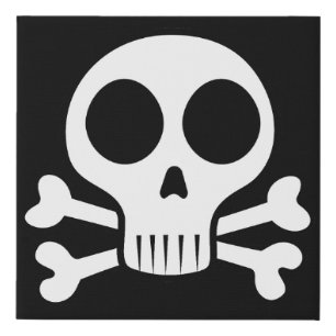spooky skull on a black background faux canvas print