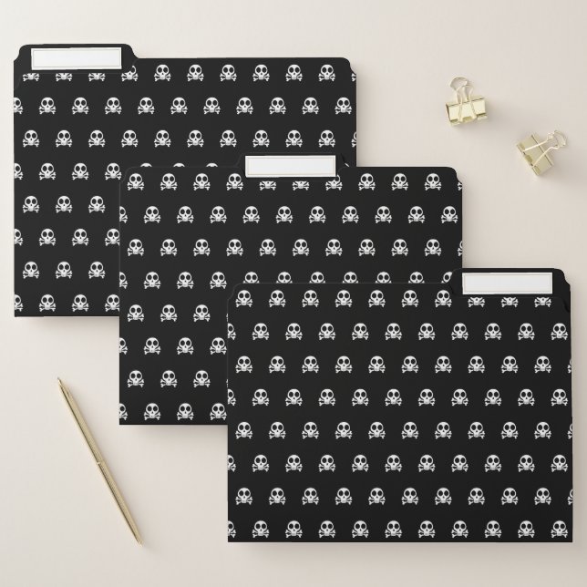 spooky skull on a black background file folder (Set)