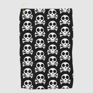 spooky skull on a black background golf towel