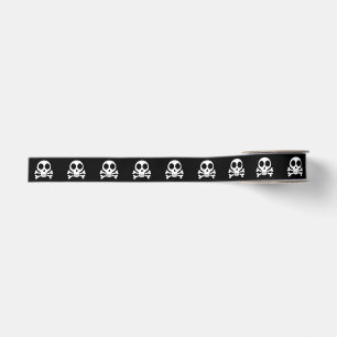 spooky skull on a black background grosgrain ribbon