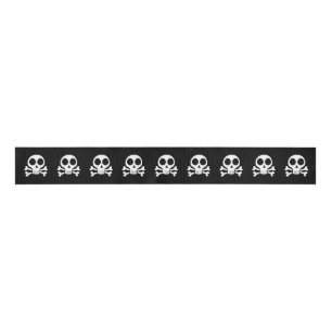 spooky skull on a black background grosgrain ribbon