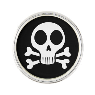 spooky skull on a black background lapel pin