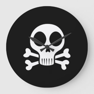 spooky skull on a black background large clock
