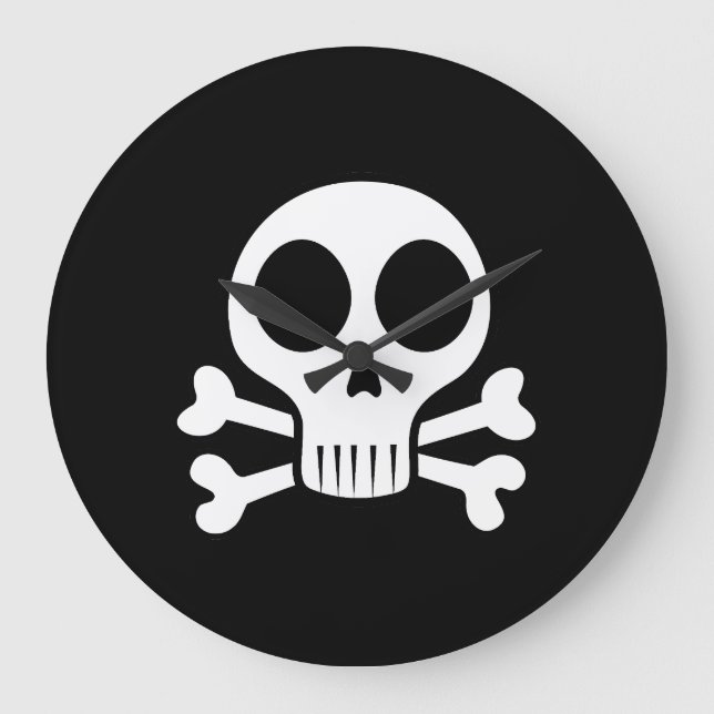 spooky skull on a black background large clock (Front)