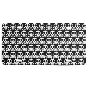 spooky skull on a black background license plate