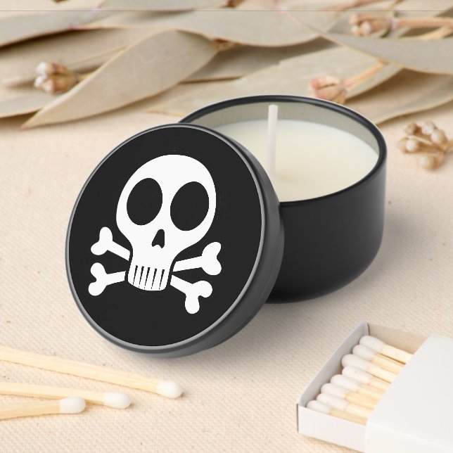 spooky skull on a black background mini candle favors (Insitu)