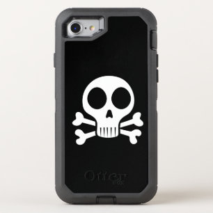spooky skull on a black background OtterBox defender iPhone SE/8/7 case