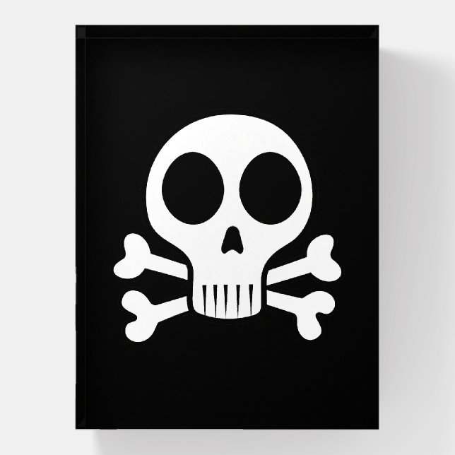 spooky skull on a black background paperweight (Vertical)