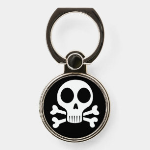 spooky skull on a black background phone ring stand