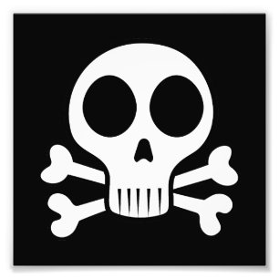 spooky skull on a black background photo print