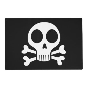spooky skull on a black background placemat
