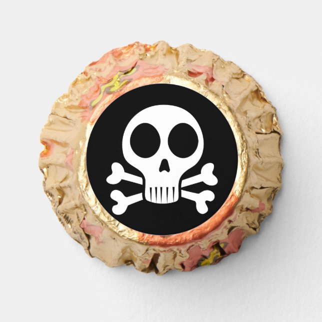 spooky skull on a black background reese's peanut butter cups (Front)
